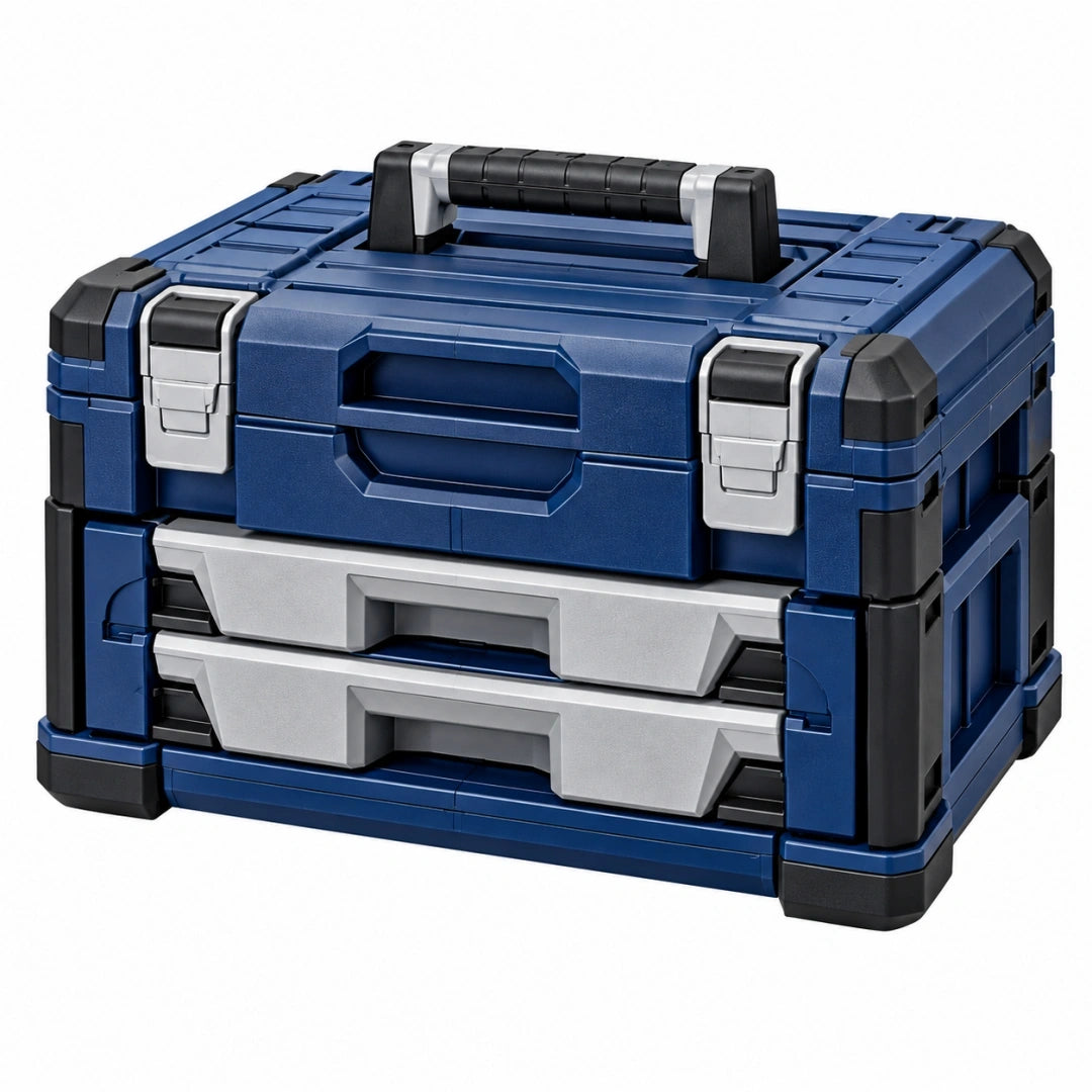 Caja de herramientas 50 x 30 x 35 cm de plástico azul con cajones portátil