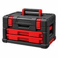 Caja de herramientas 50 x 28 x 30 cm de plástico negro y rojo con cajones