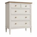 Cómoda 90 x 45 x 120 cm de madera blanca con encimera marrón estilo clásico