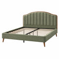 Cama tapizada 160 x 200 cm verde con somier de láminas y cabecero acolchado