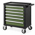 Carro de herramientas 77 x 46 x 95 cm de acero verde y negro con 7 cajones y ruedas