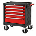 Carro de herramientas 77 x 46 x 97 cm de acero rojo y negro con 5 cajones y ruedas