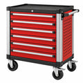 Carro de herramientas 77 x 46 x 97 cm de acero rojo y negro con 7 cajones y ruedas