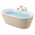 Bañera exenta 170 x 75 x 58 cm de acrílico blanco con grifería dorada estilo contemporáneo